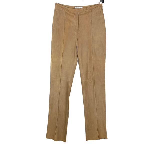 NWOT SPORTMAX Pant Vintage Women 8 ITALY Suede Leather Brown Lined Zip